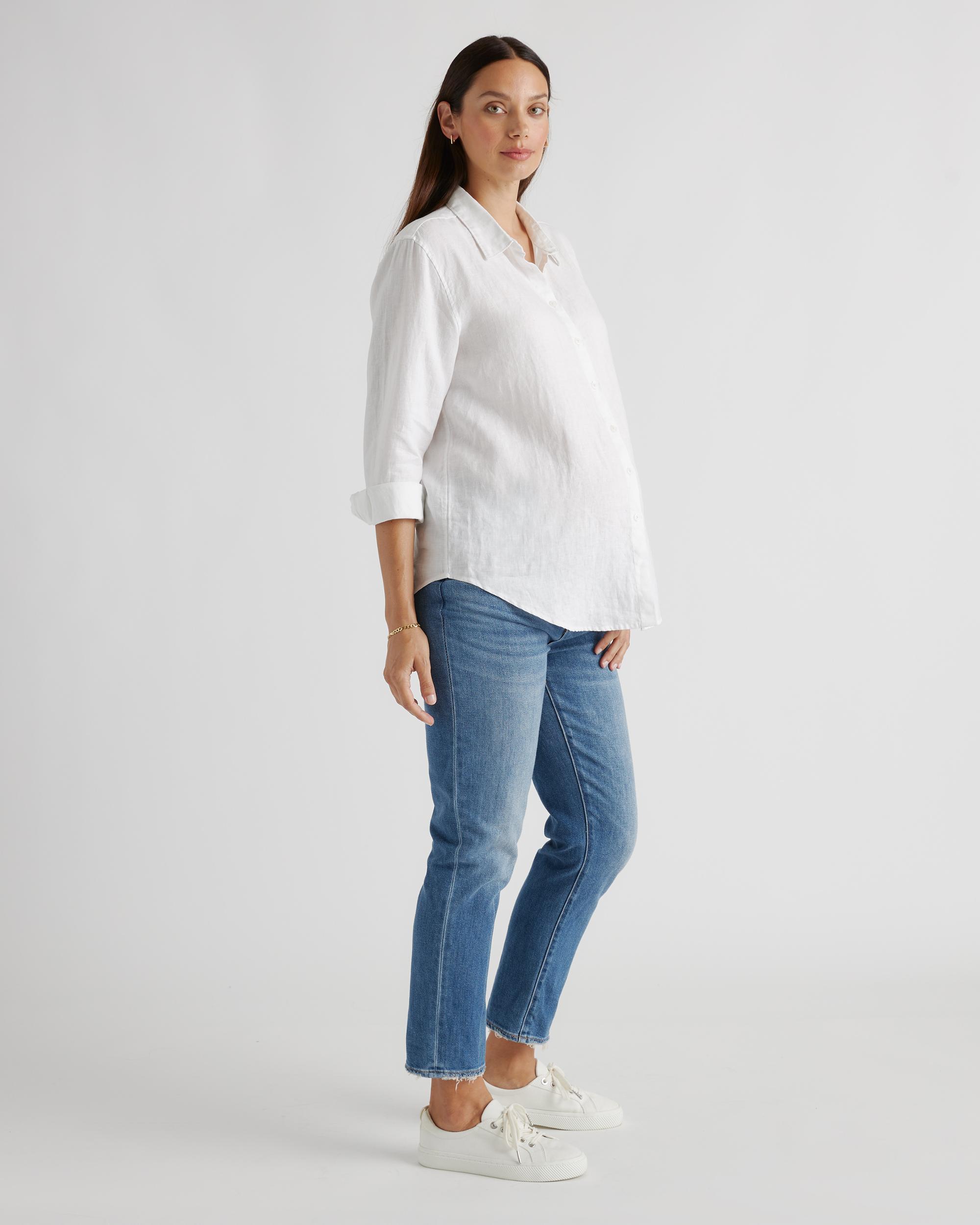 Quince | Women's 100% European Linen Maternity Long Sleeve Shirt Product Image