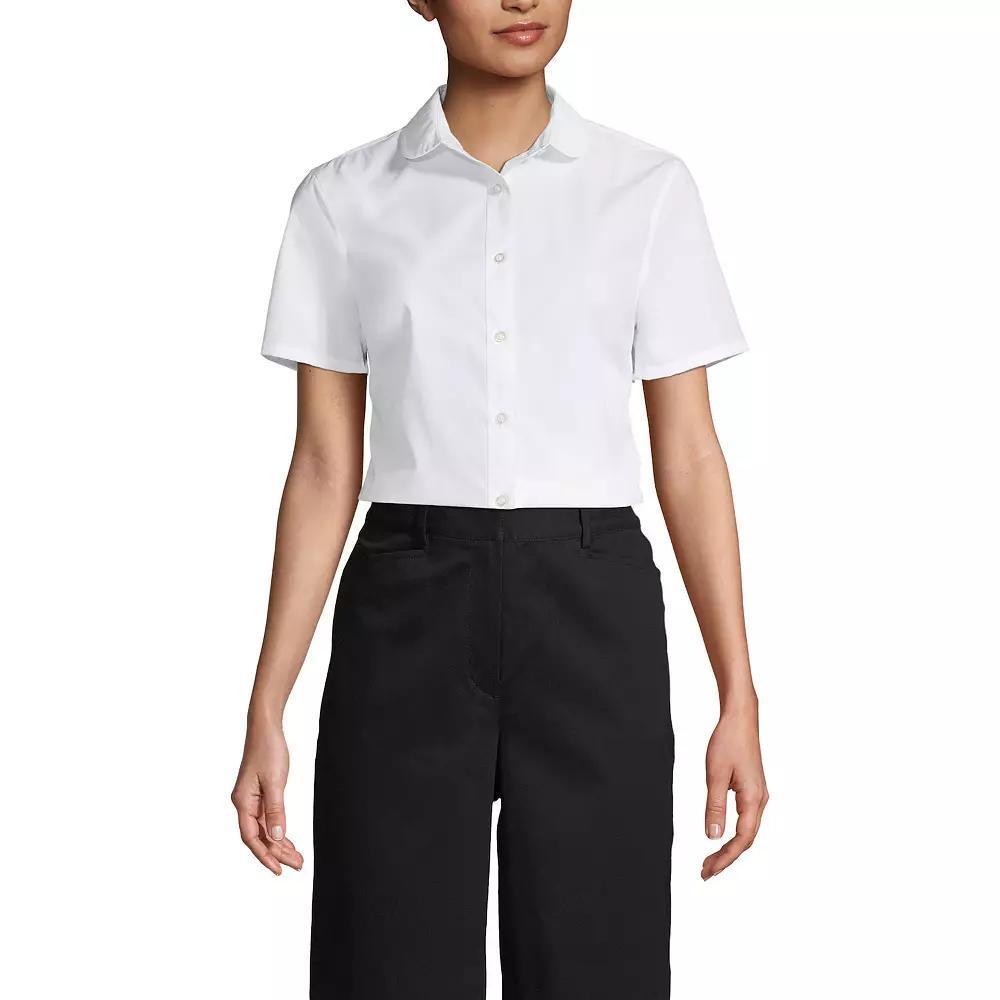 Women's Lands' End School Uniform Peter Pan Collar Broadcloth Shirt, Size: 16, White Product Image