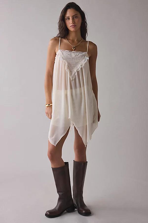 Out From Under Justine Sheer Lace-Trim Hanky Hem Slip Womens at Urban Outfitters Product Image