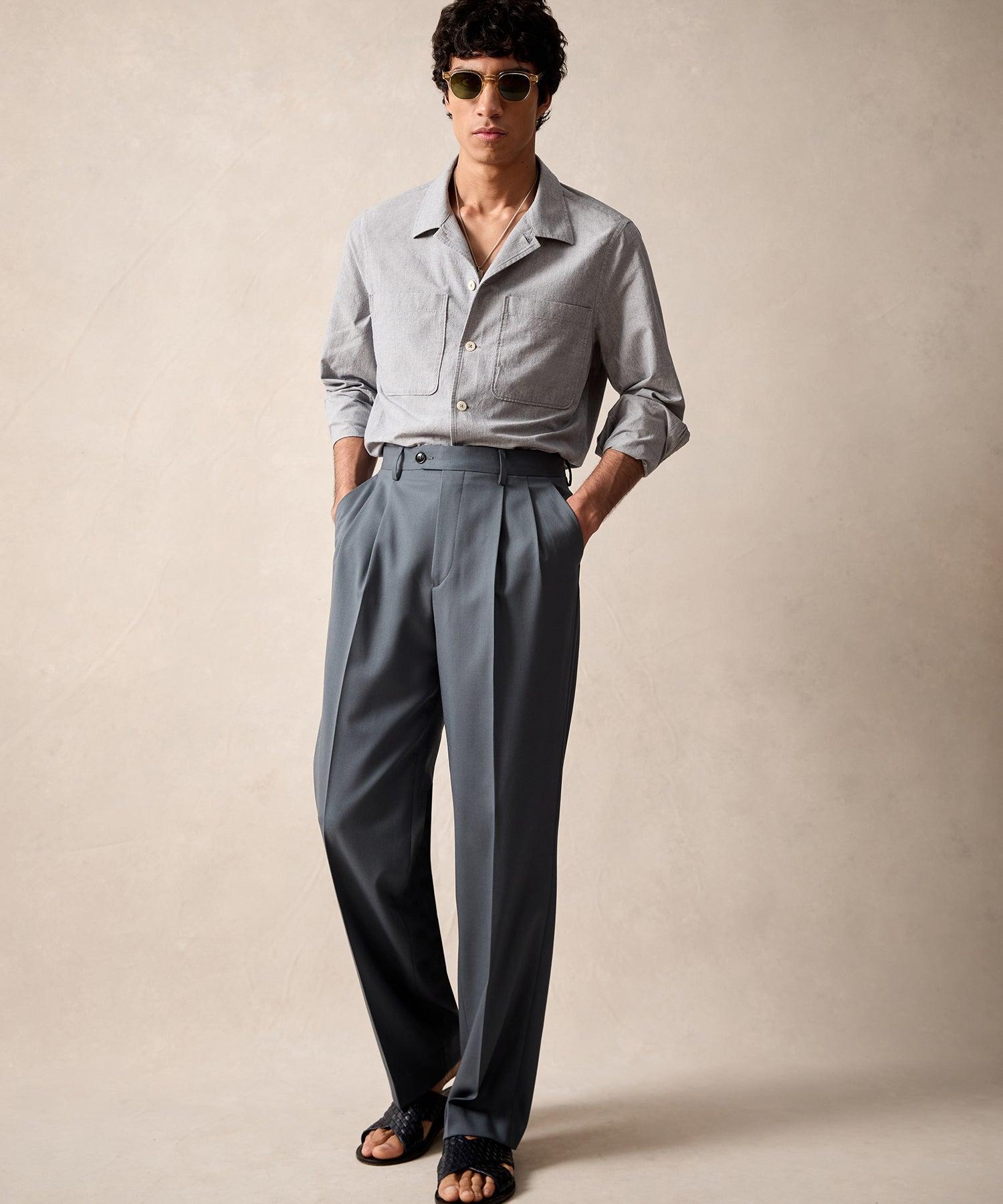 Italian Gabardine Wythe Trouser in Steel Blue Product Image