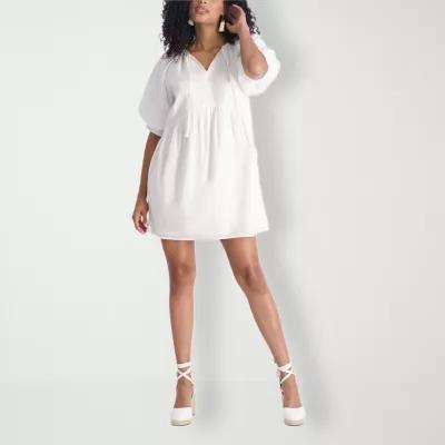Stella Parker Womens Short Sleeve Babydoll Dress Product Image