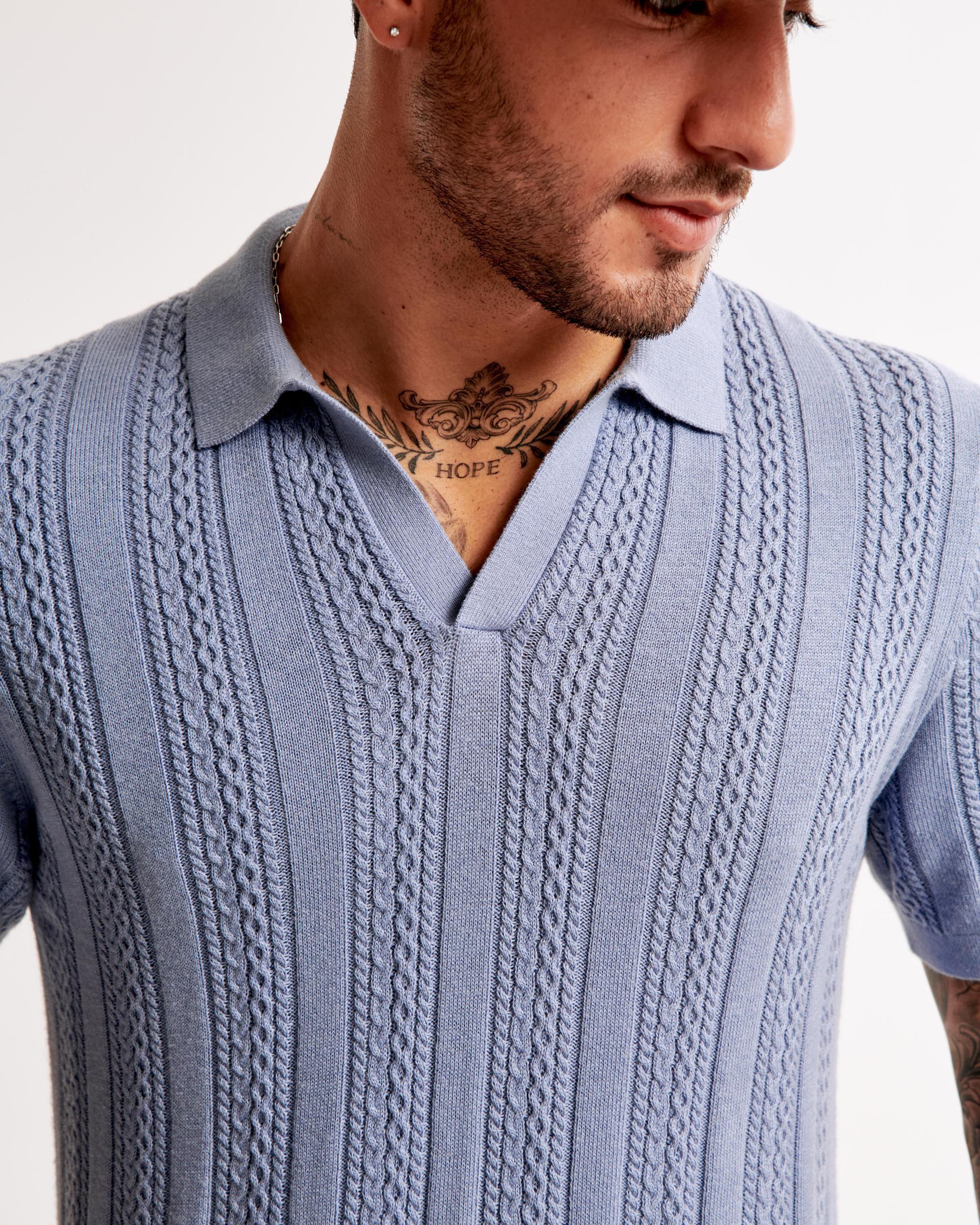 Cable Stitch Johnny Collar Sweater Polo Product Image