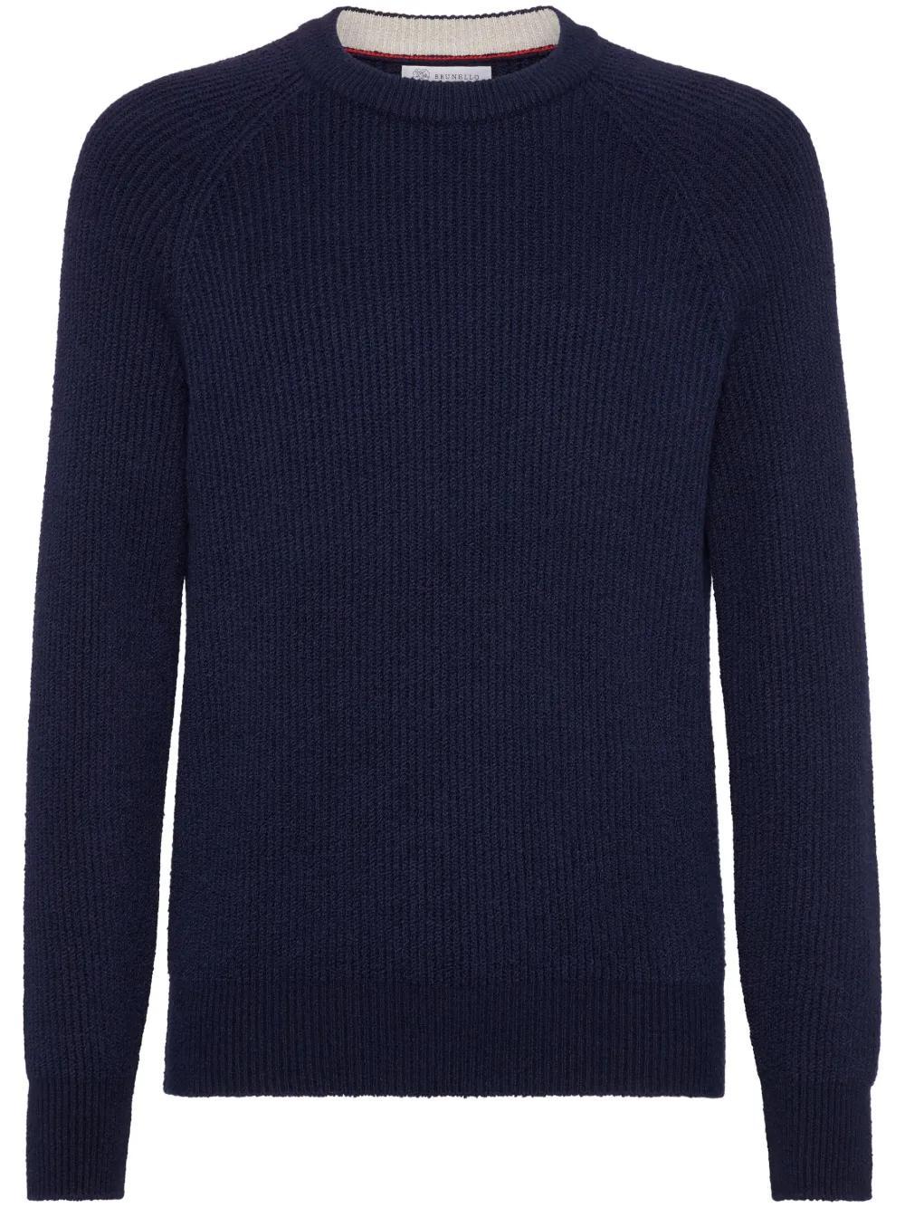 BRUNELLO CUCINELLI Ribbed-knit Jumper In Blue Product Image