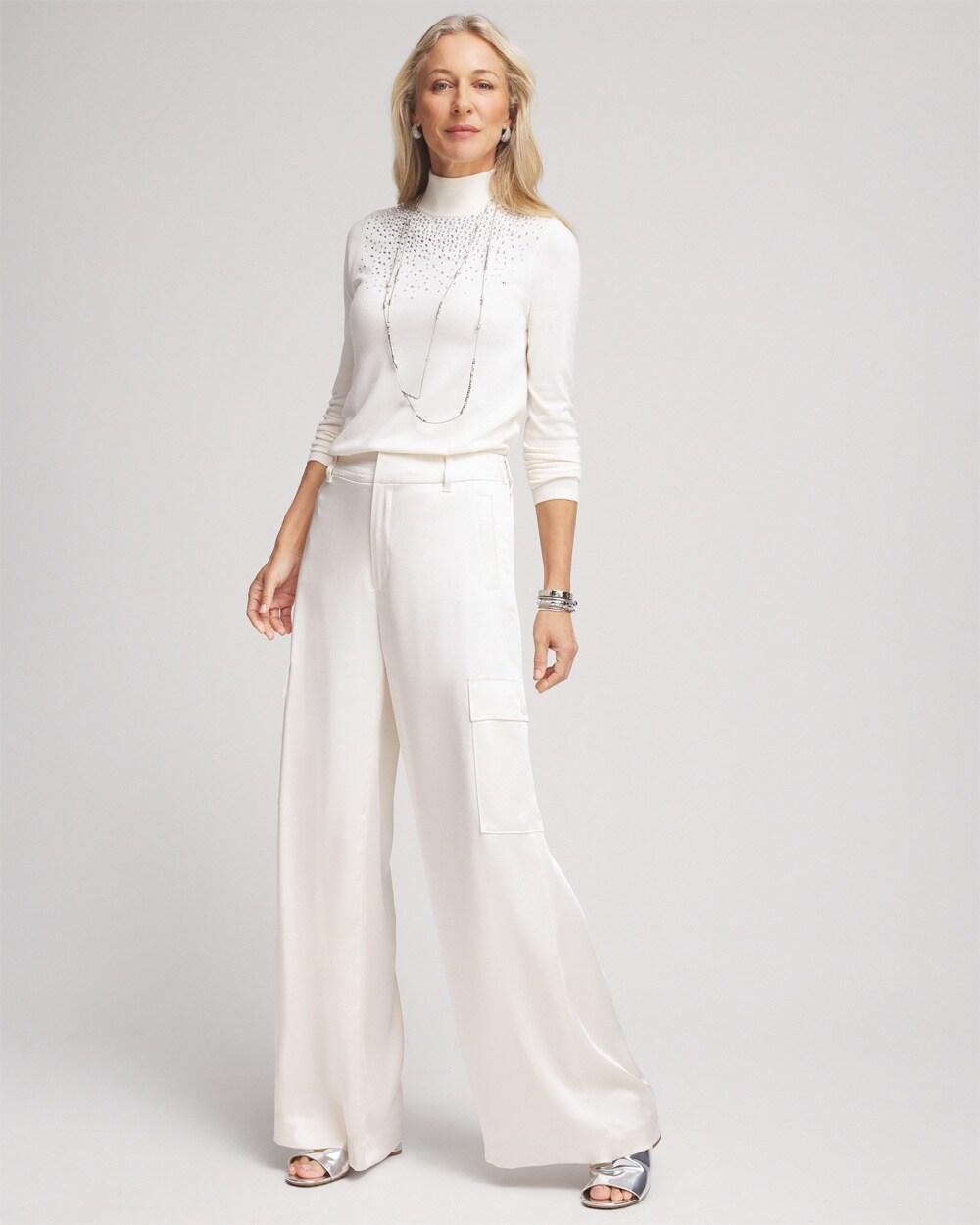 Satin Wide Leg Cargo Pants Product Image