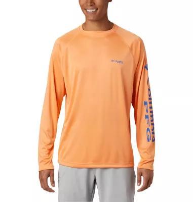 Men's Columbia PFG UPF 50 Terminal Tackle™ Long Sleeve Shirt, Size: Small, Bright Nectar Product Image