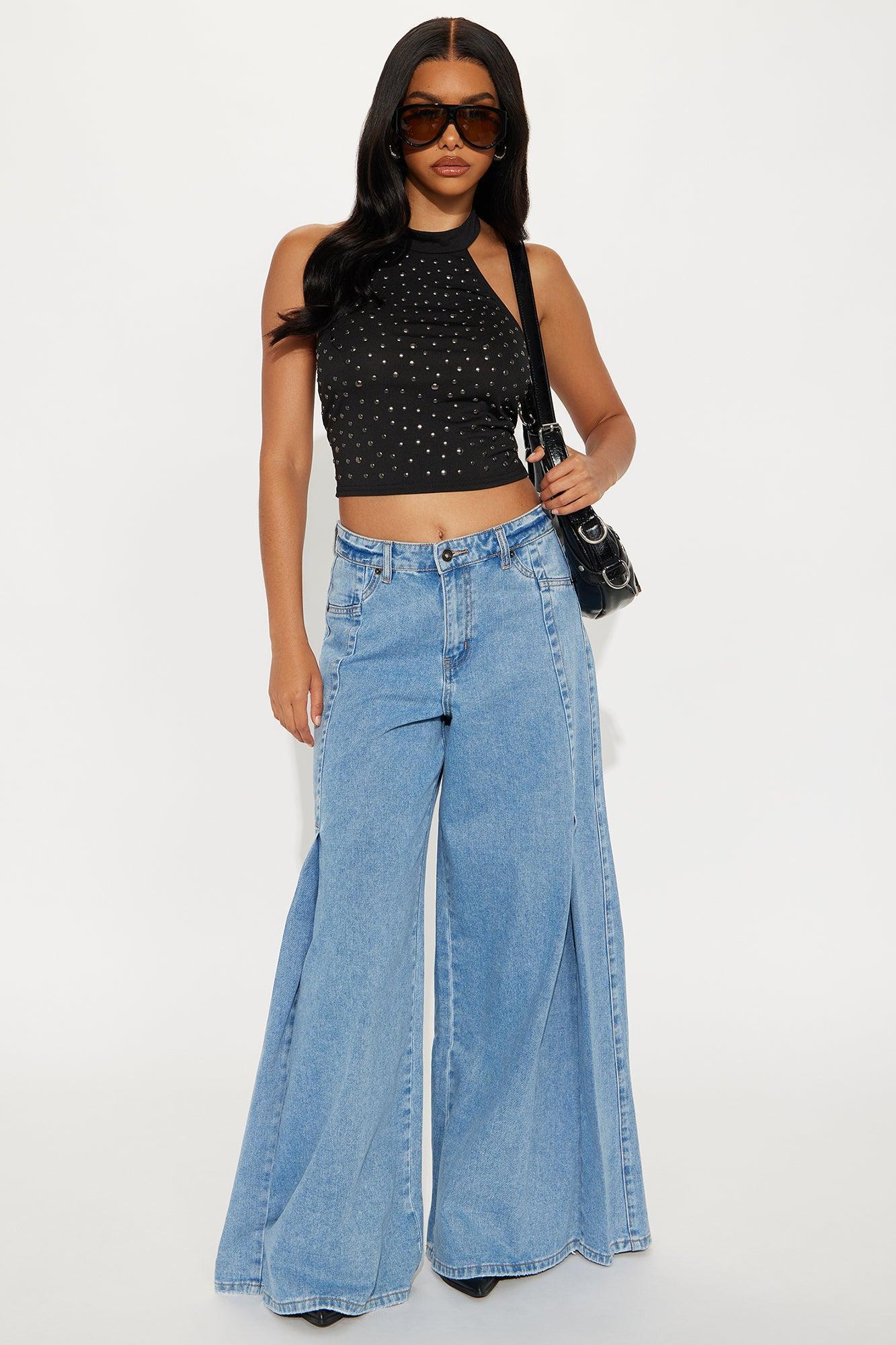 Eastside Wide Leg Denim Jeans - Light Wash Product Image