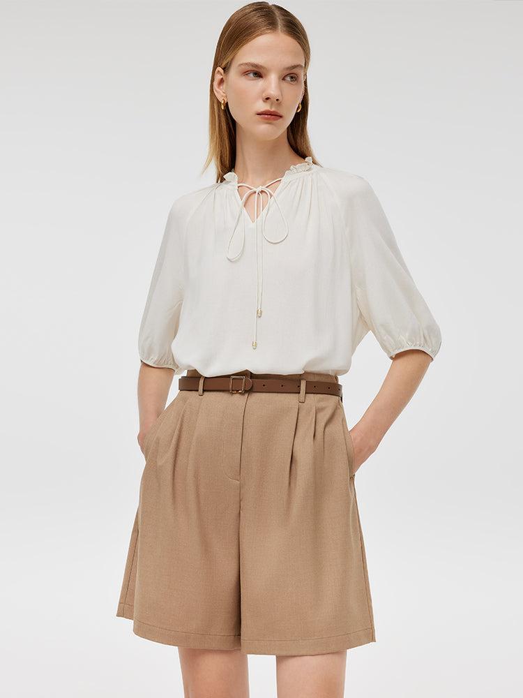 Loose A-Line Women Shorts With Belt Product Image