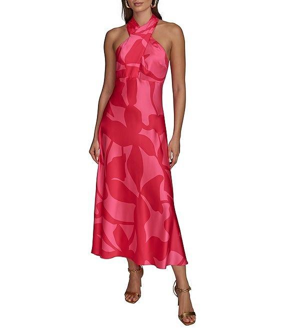 Donna Karan French Twill Halter Neck Sleeveless A-Line Dress Product Image