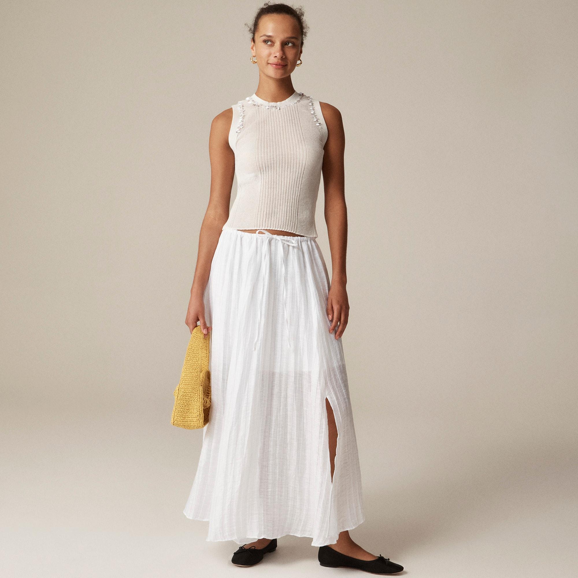 Sheer ruffle-trim tank top with sequin embellishments Product Image