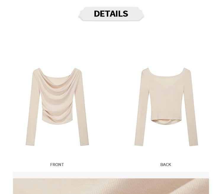 Long Sleeve Cowl Neck Plain Top Product Image