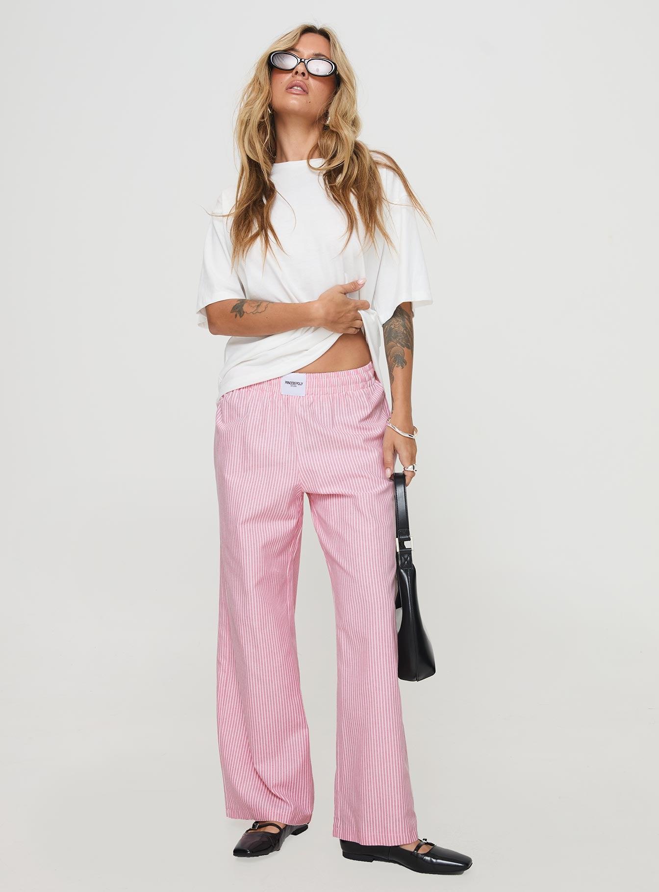 Beach House Pants Pink/White Product Image