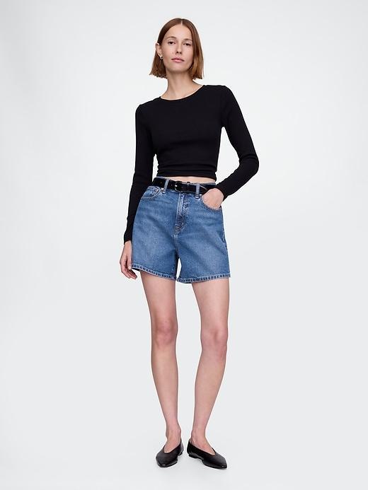 4.75" High Rise A-Line Denim Short Product Image