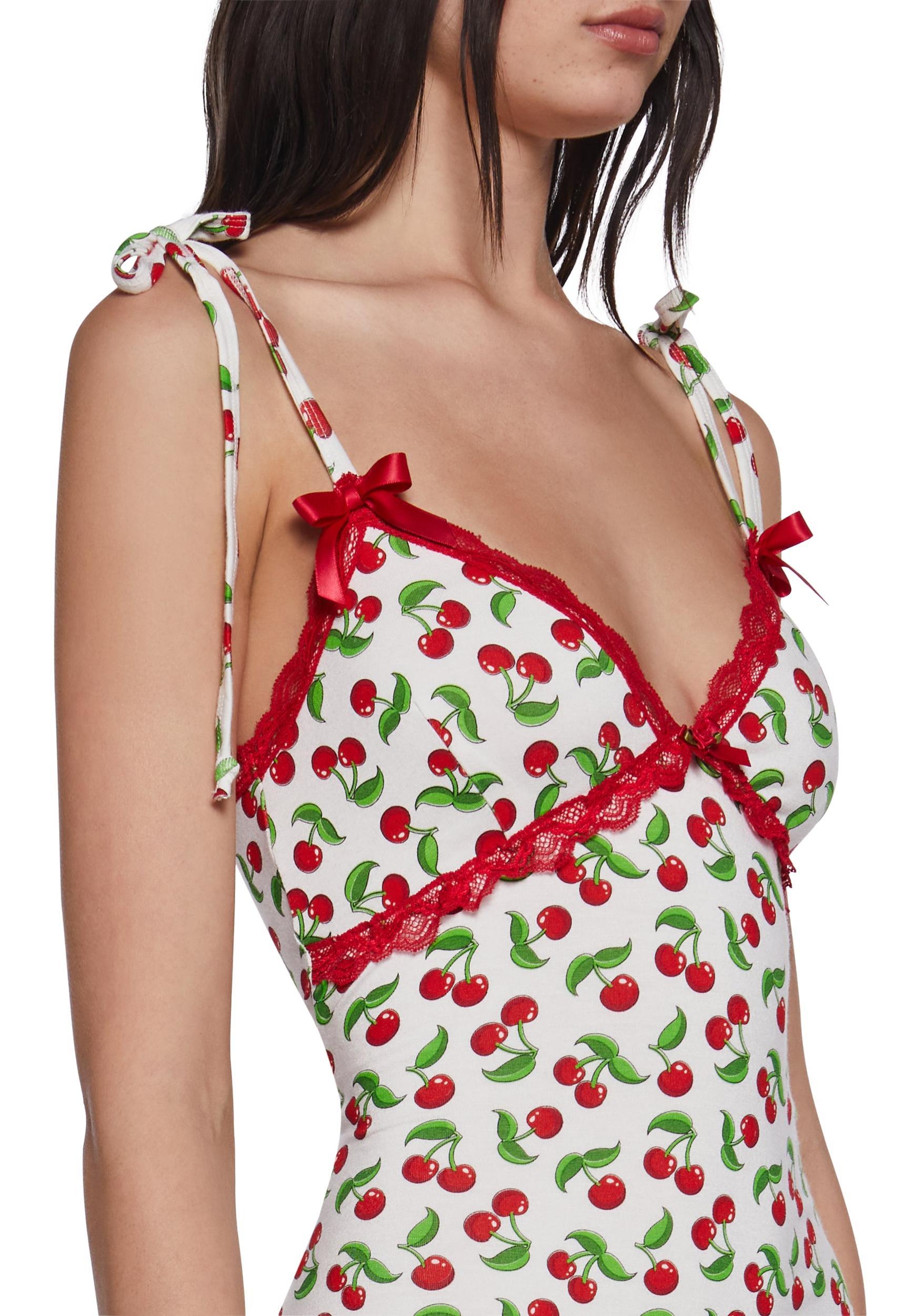 Womens Cherry Mini Cotton Dress Sugar Thrillz - Multi Product Image