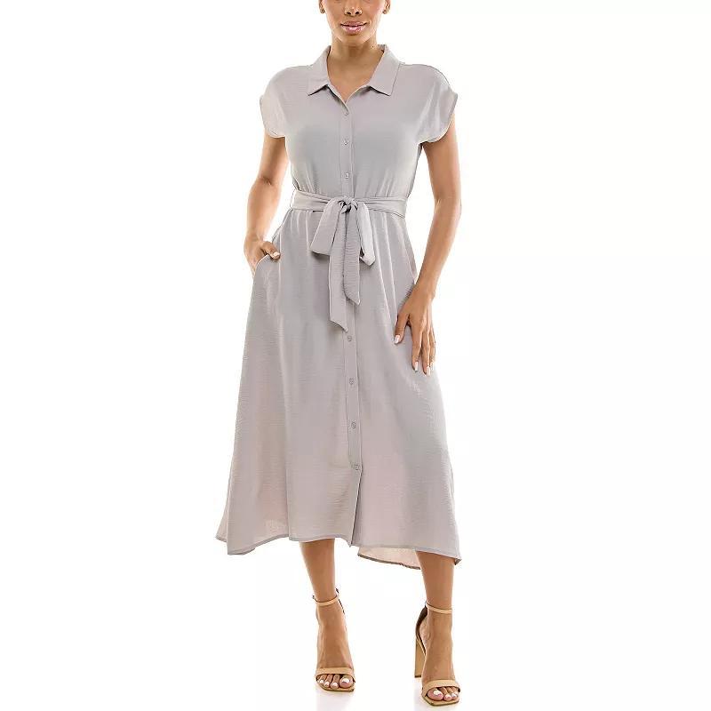 Womens Nina Leonard Cap Sleeve Collard Button Dress Product Image