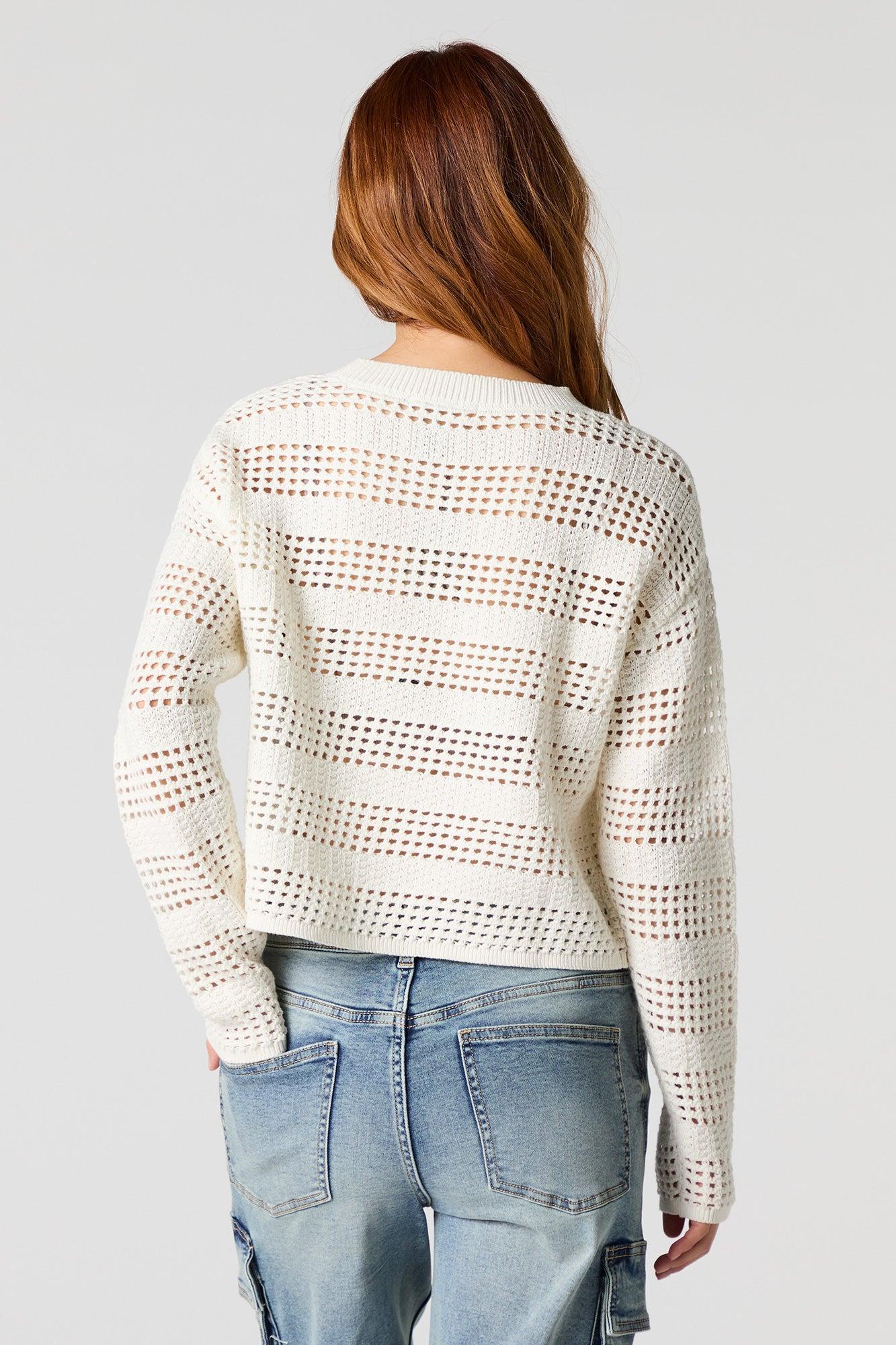 Open Knit Crewneck Sweater Female Product Image