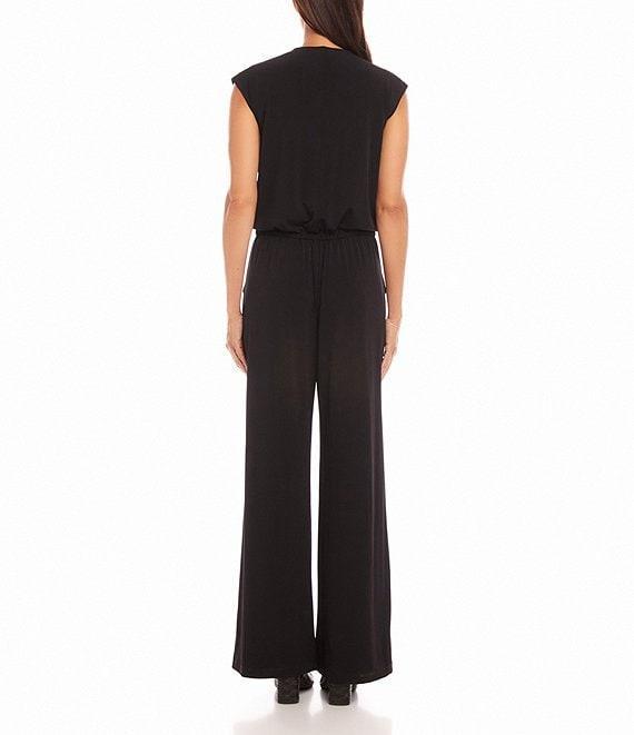 Karen Kane Petite Size V-Neck Sleeveless Travel Jersey Jumpsuit Product Image