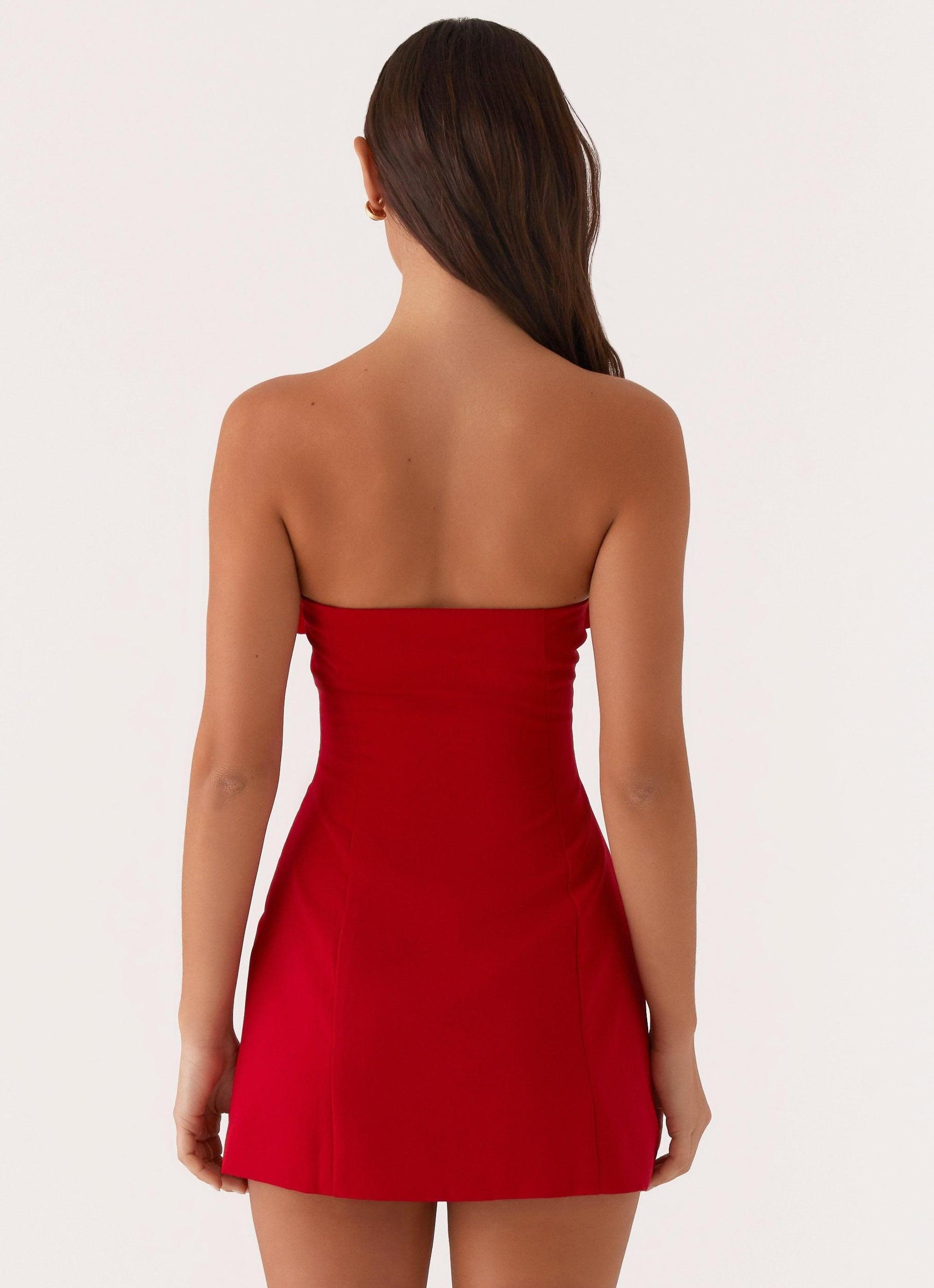 Patsie Strapless Mini Dress - Red Product Image