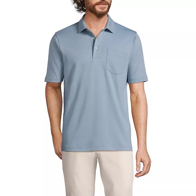 Men's Lands' End Super Soft Supima Pocket Polo, Size: XL, Pale Grey Blue Product Image