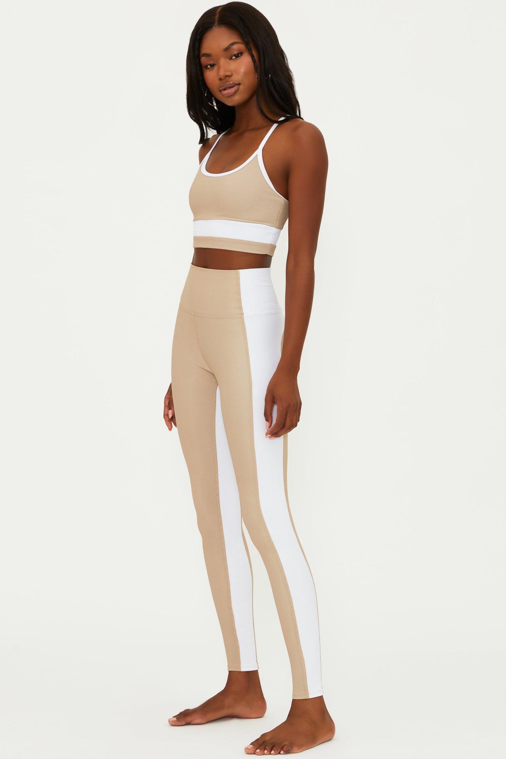 Colorblock Legging Tan White Product Image