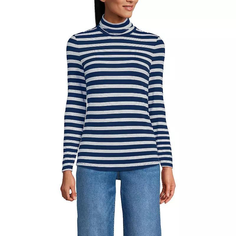 Petite Lands' End Lightweight Fitted Long Sleeve Turtleneck, Women's, Size: Small Petite, Estate Green Grey Product Image