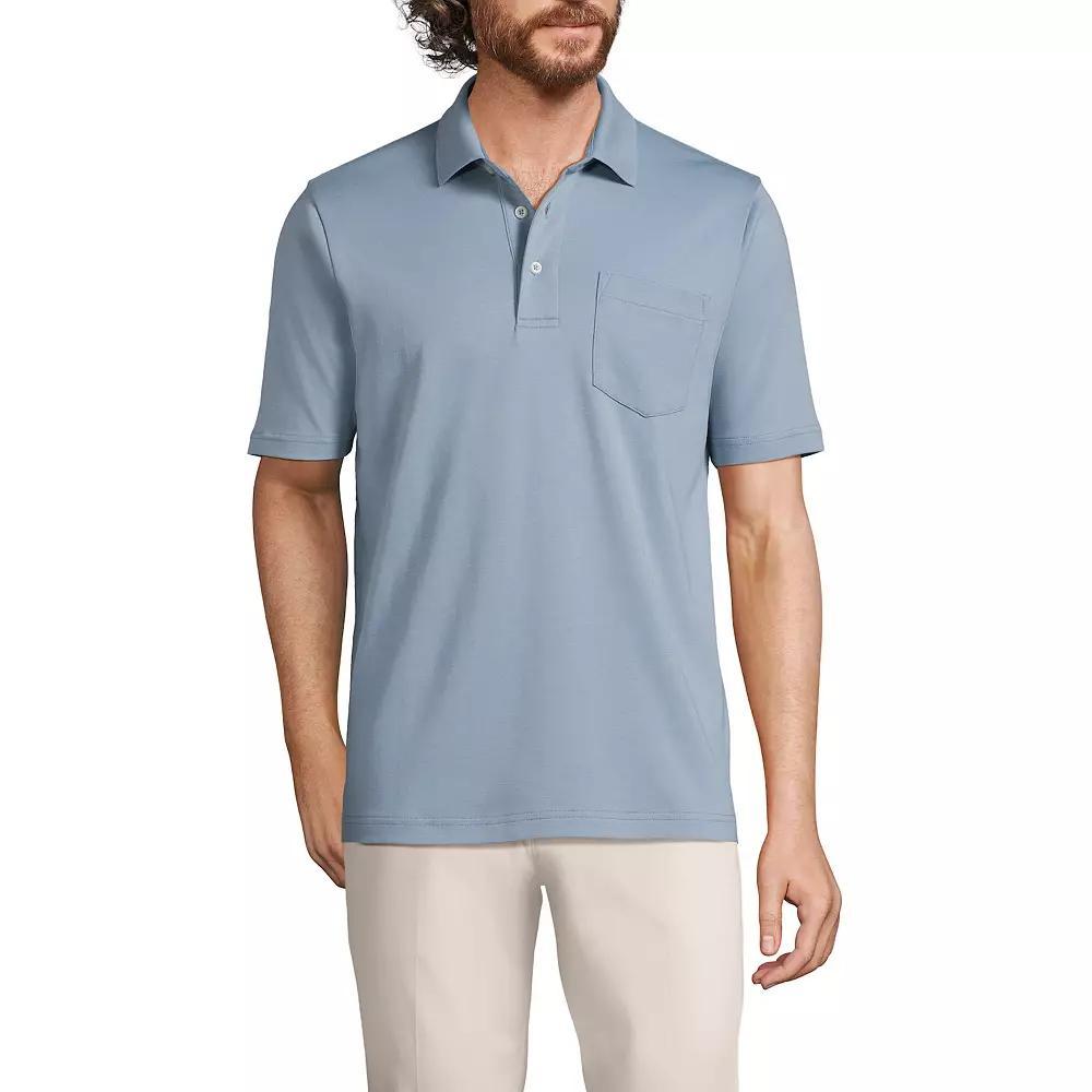 Men's Lands' End Super Soft Supima Pocket Polo, Size: XL, Pale Grey Blue Product Image