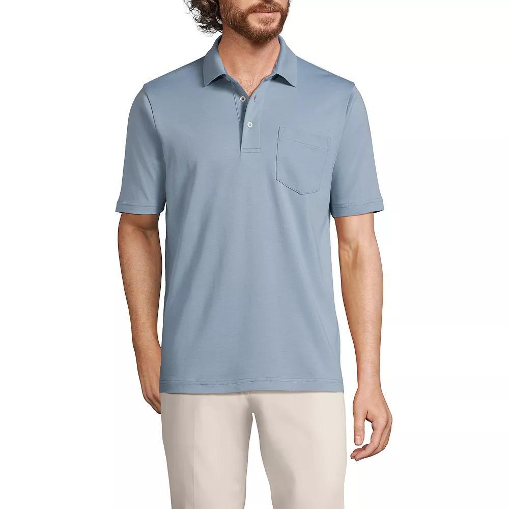 Men's Lands' End Super Soft Supima Pocket Polo, Size: XL, Pale Grey Blue Product Image