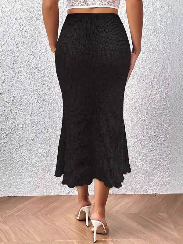 High Waisted Loose Elasticity Solid Color Skirts Product Image