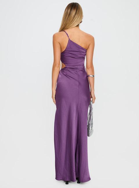 Leading Role One Shoulder Maxi Dress Purple Product Image