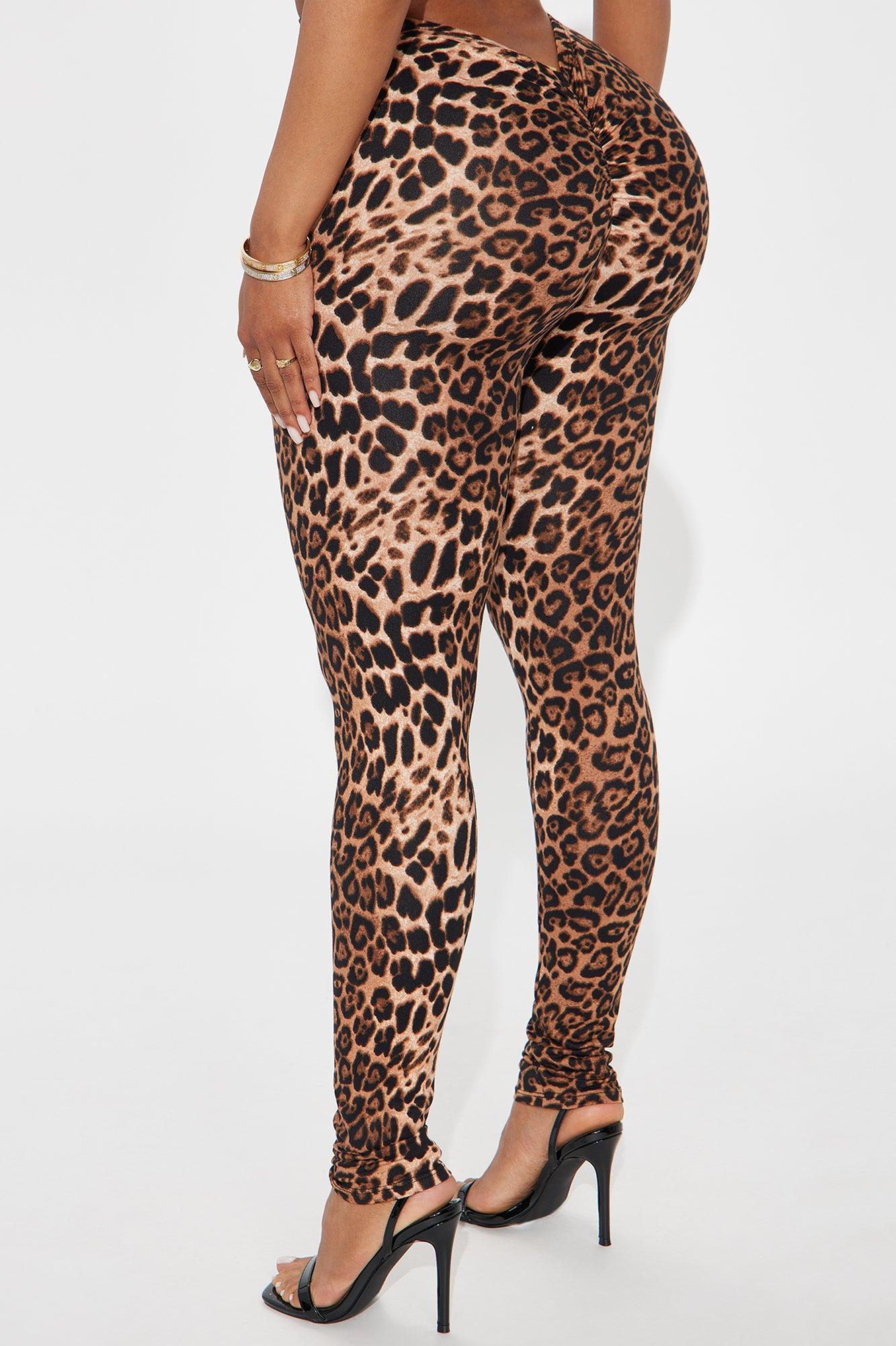 Unapologetically Fierce Leopard Butt Ruched Legging - Brown Combo Product Image