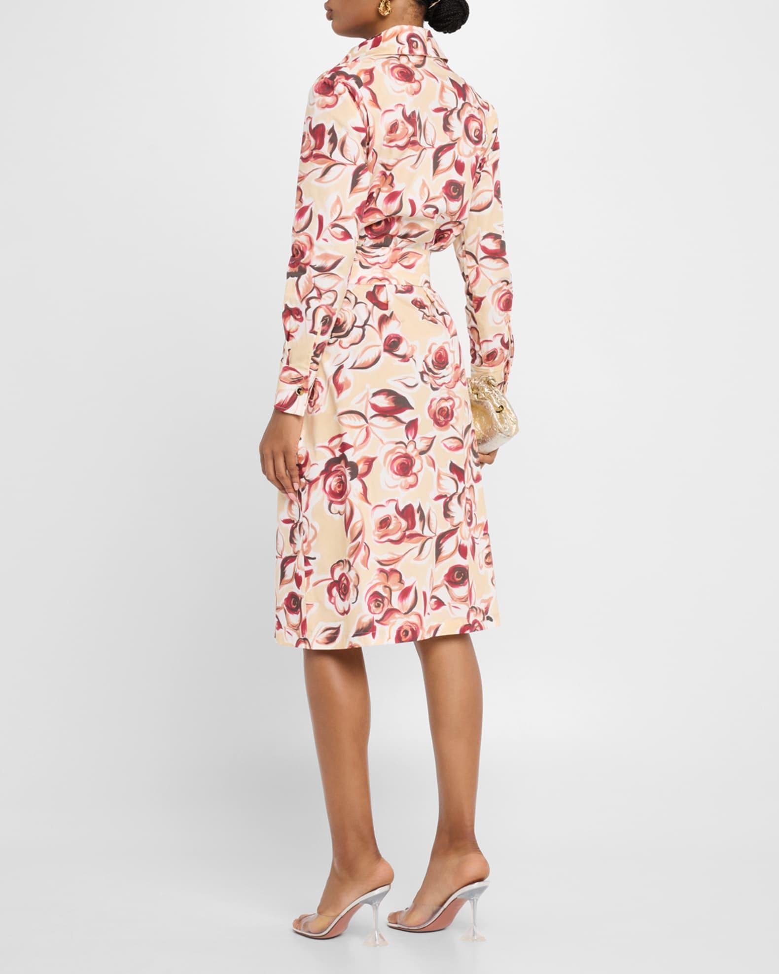 Belted Floral-Print Midi Shirtdress Product Image