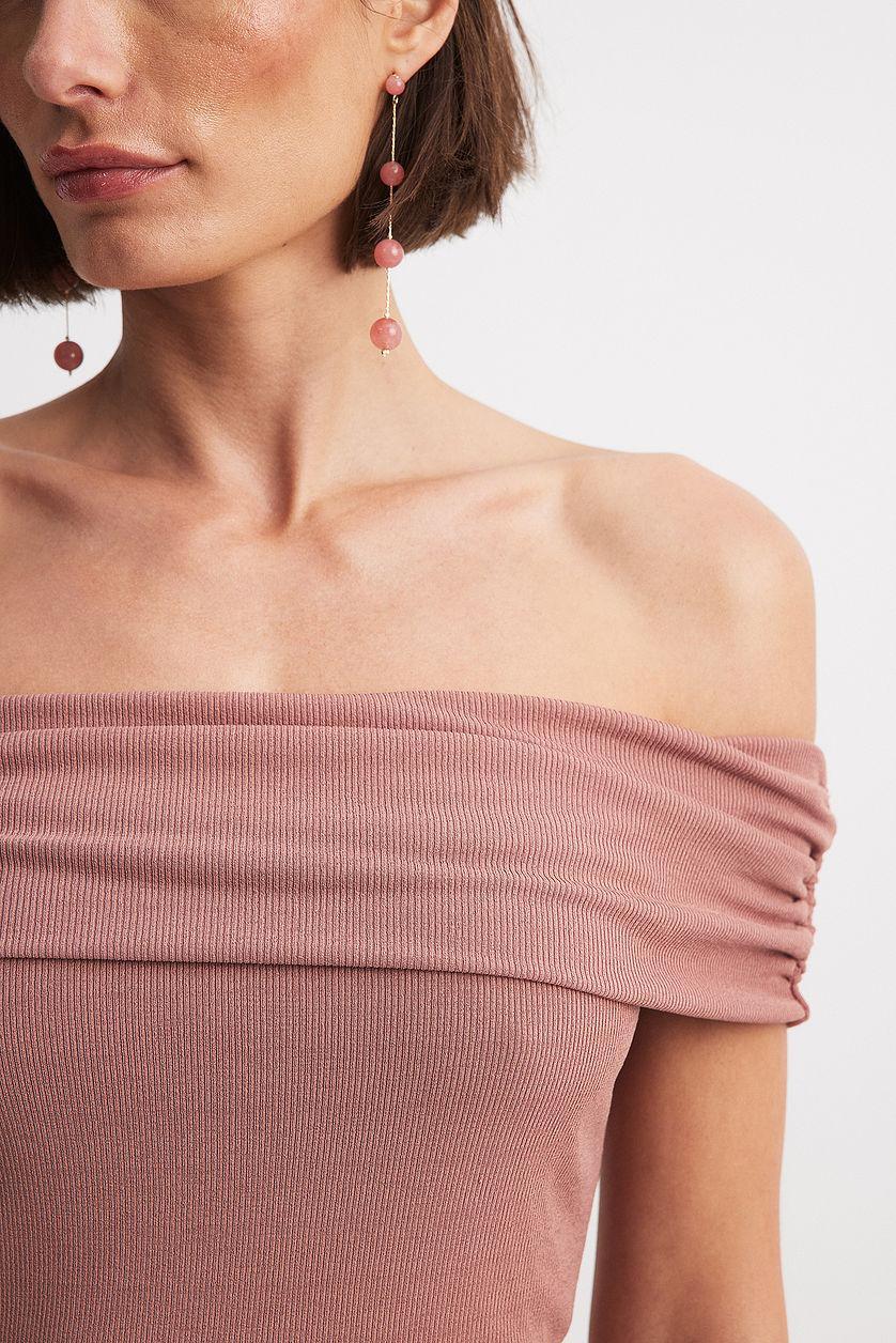 Off Shoulder Flounce Midi Dress Product Image