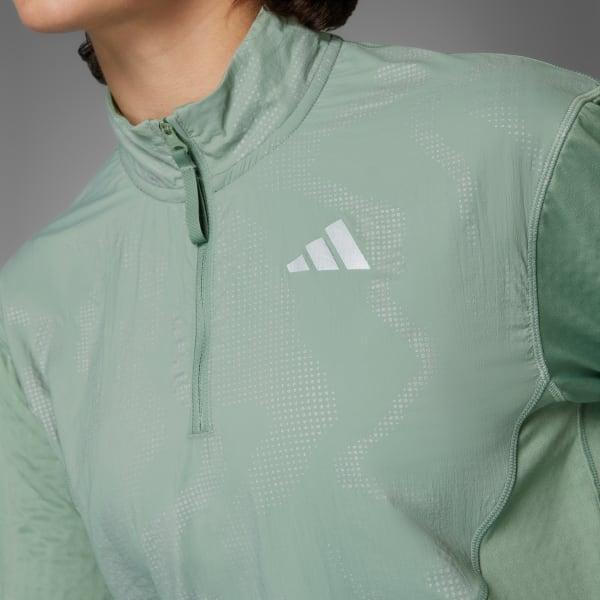 adidas Ultimate Hi Vis Reflective 1/2-Zip Top Silver Green S Womens Product Image