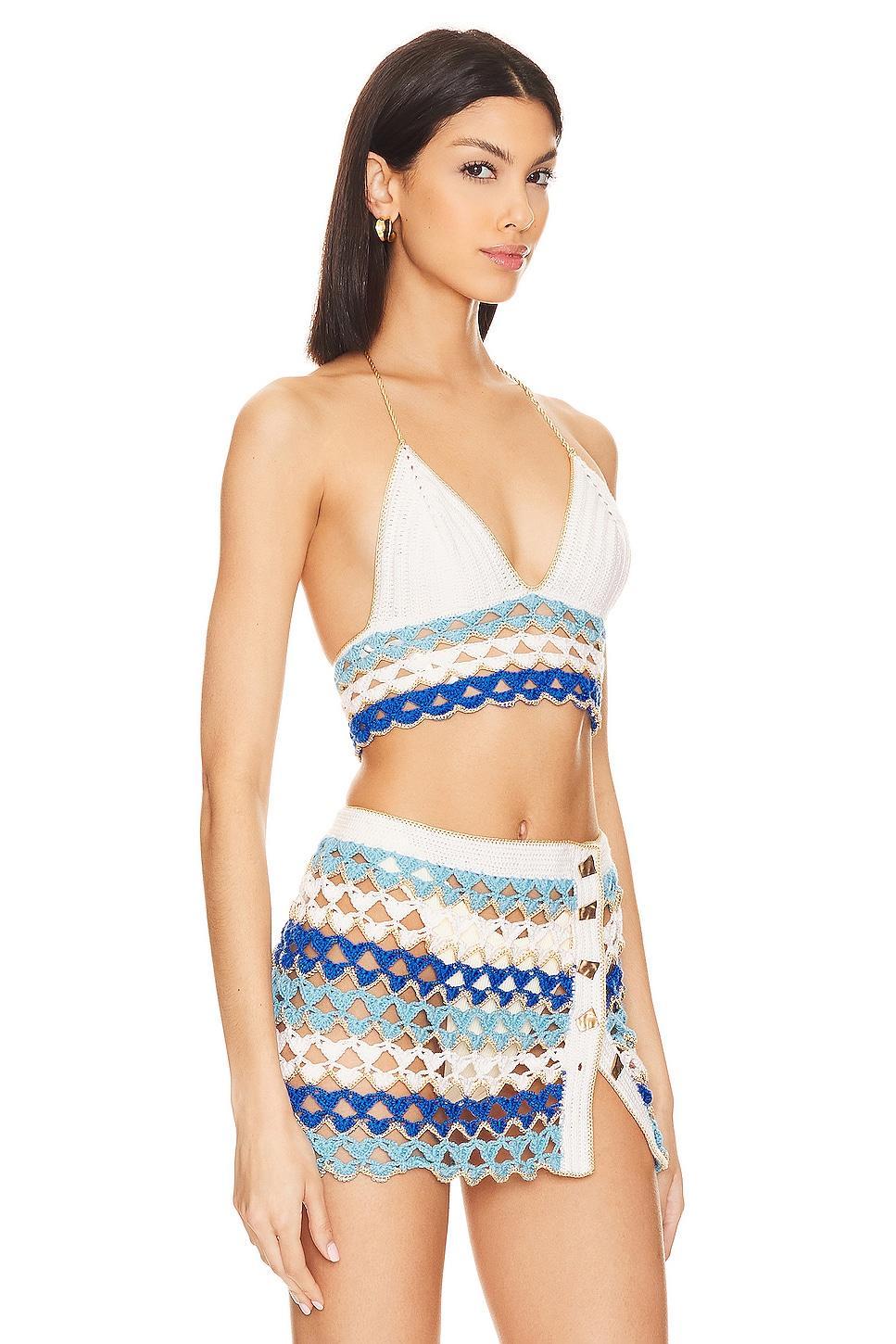 Hand Crochet Low Cut V Neck Crop Top Product Image