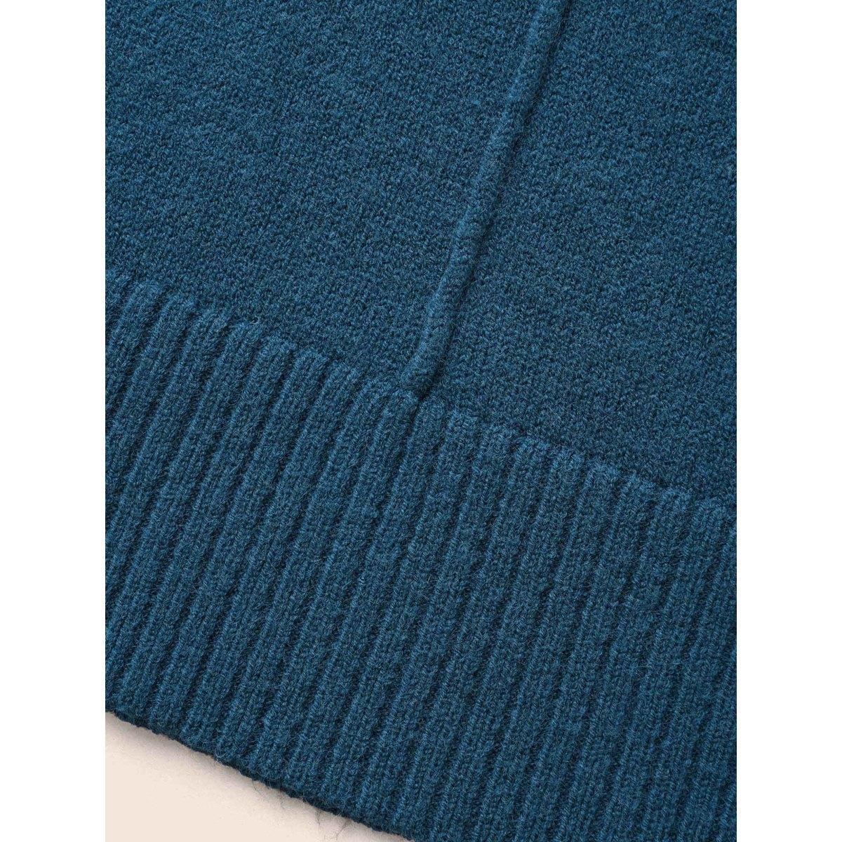 Plus Size Supersoft Essentials Split Wool Pullover Indigo Women Casual Loose Long Sleeve Round Neck Everyday Pullovers BloomChic 28/5X Product Image
