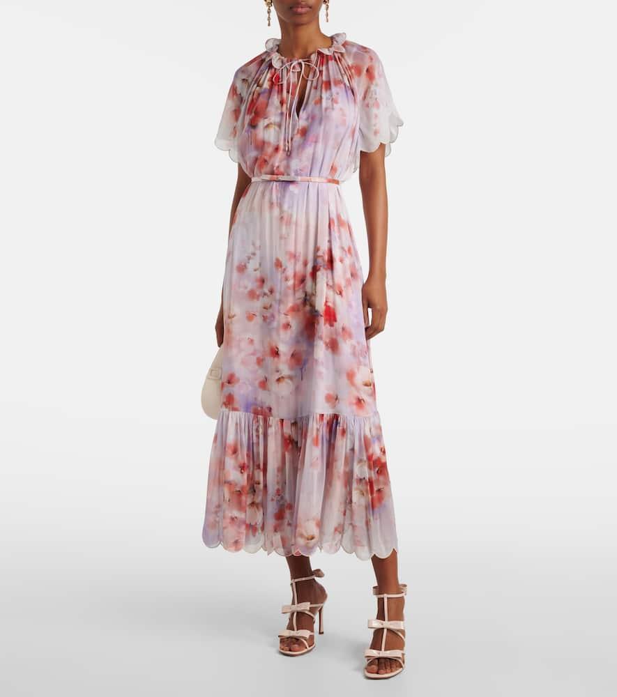 ZIMMERMANN Womens Scarlet Floral Crush Floral-print Belted Woven Midi Dress In Red Product Image