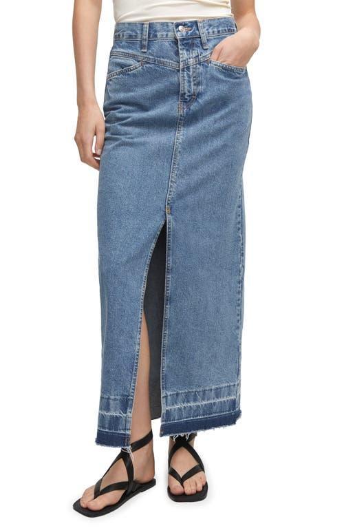 Mango raw hem detail denim maxi skirt Product Image