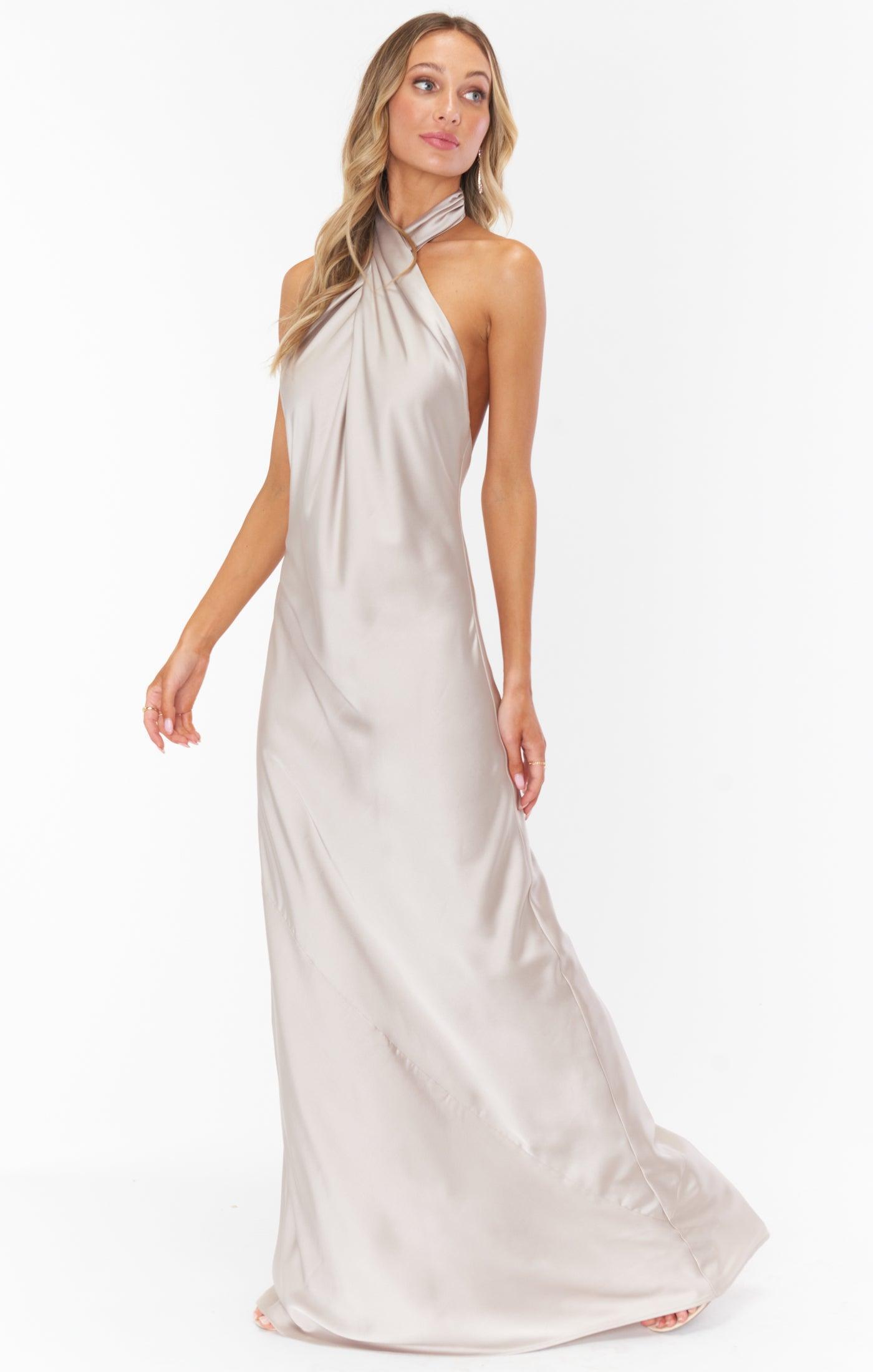 Jasmine Halter Maxi Dress ~ Show Me The Ring Luxe Satin Product Image