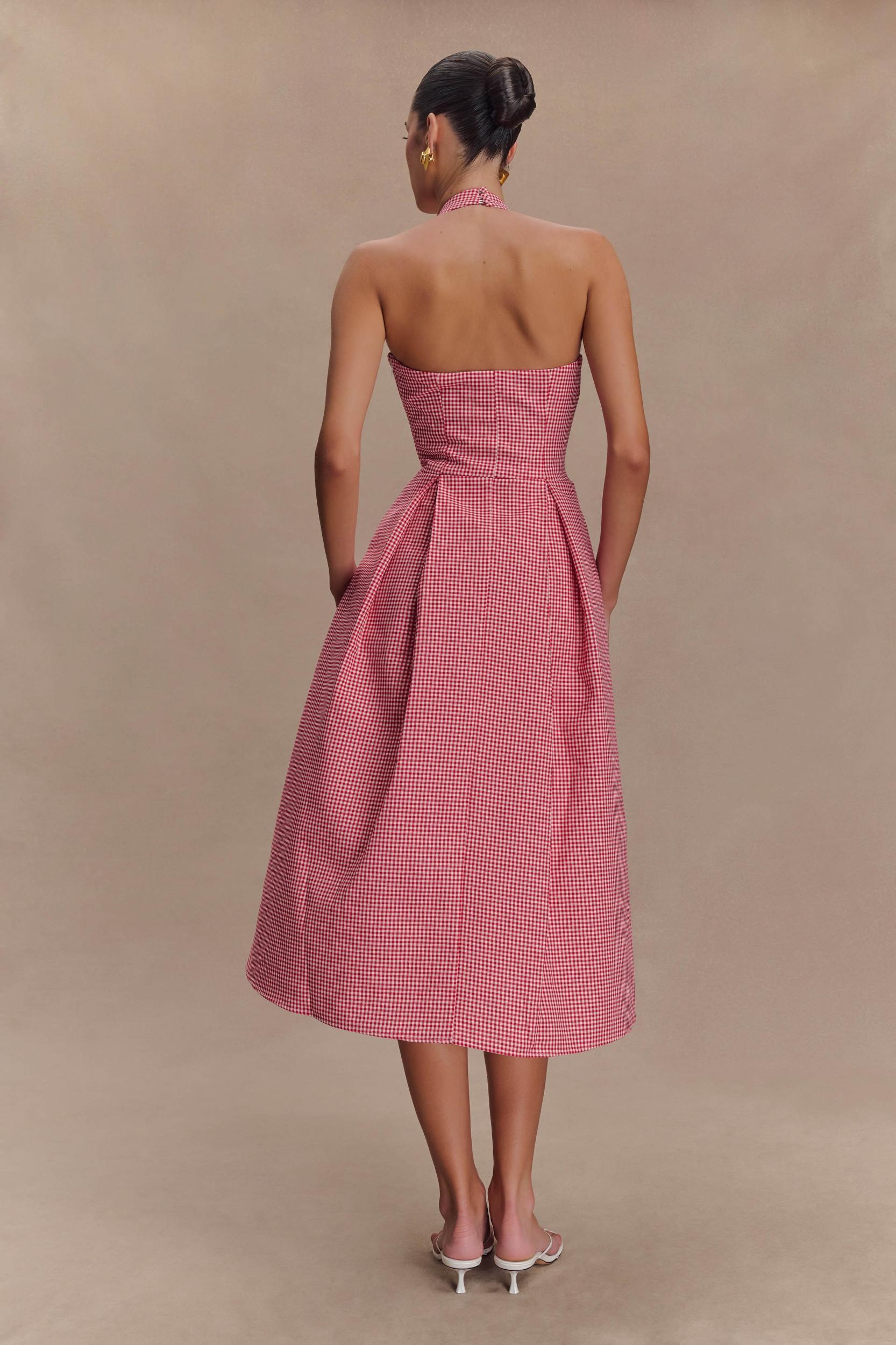 Juana Halter Midi Dress - Red Gingham Product Image