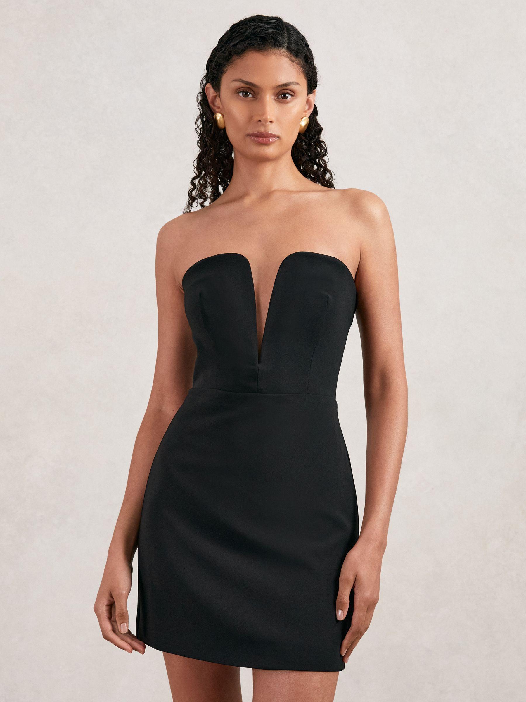 Halston Strapless Fitted Mini Dress in Black Product Image