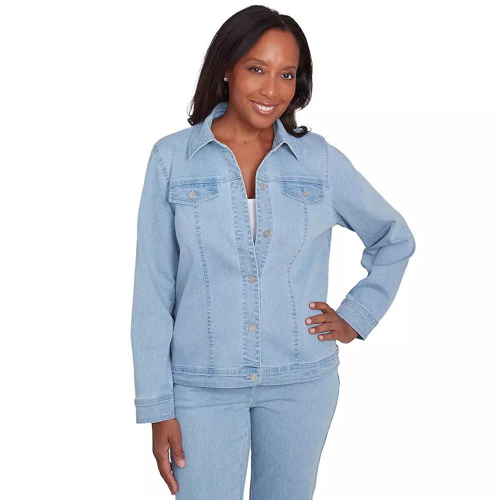 Women's Alfred Dunner Classic Fit Jean Jacket, Size: Medium, Light Blue Product Image