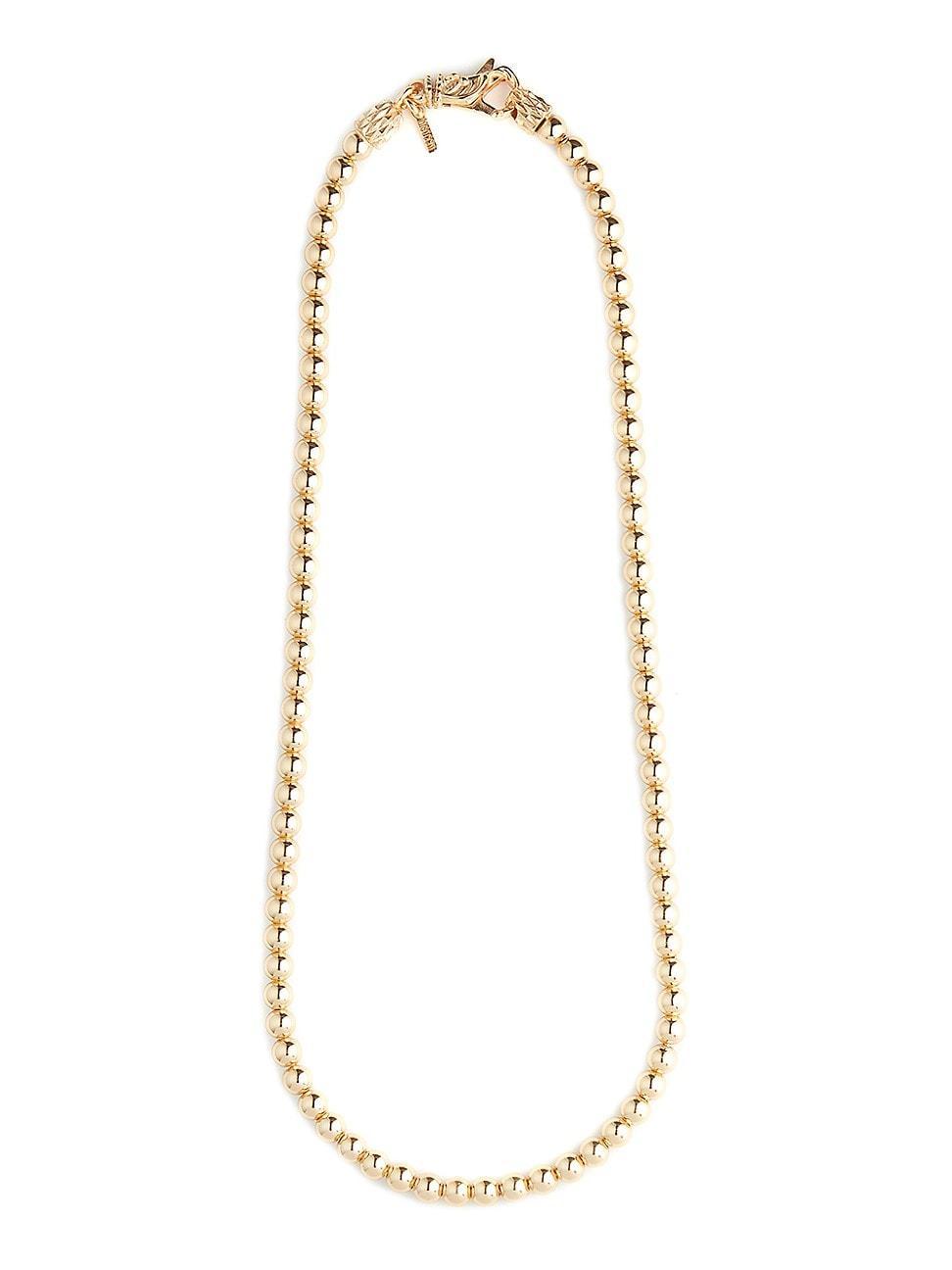 Mens Unisex Gold-Plated Sterling Silver Beaded Necklace Product Image