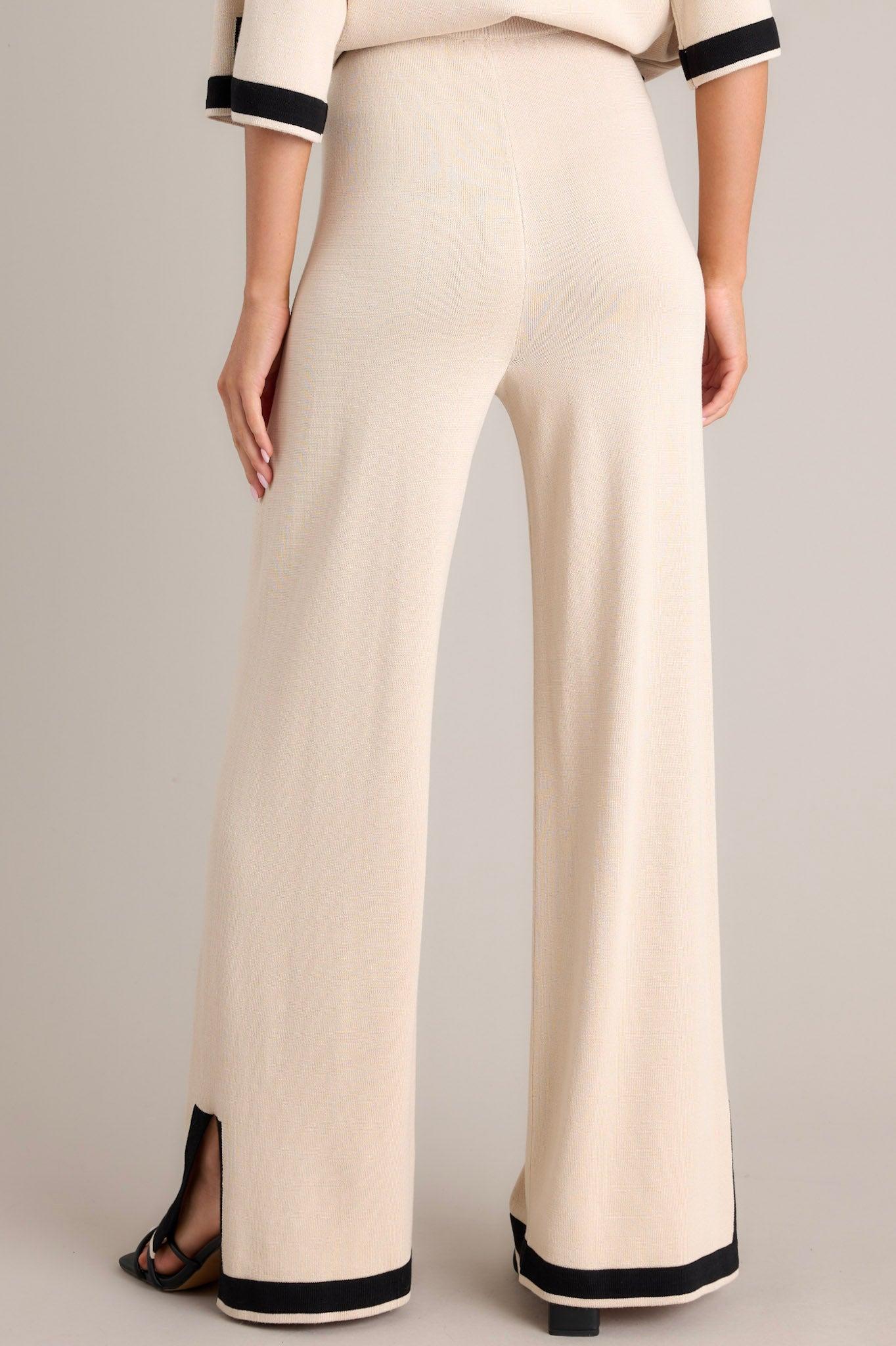 Bold Symphony Split Hem Beige Sweater Pants Product Image