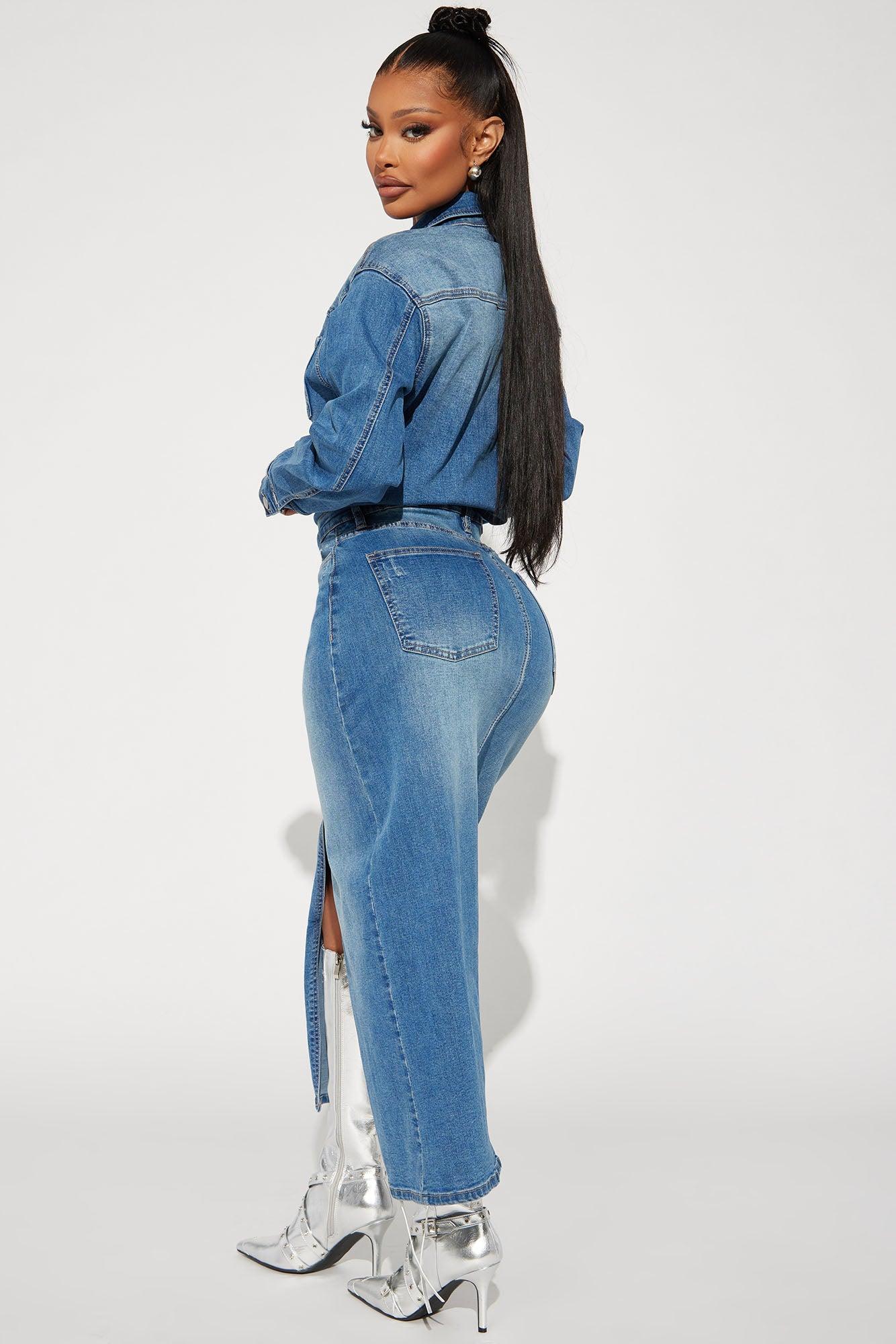 Naomi Denim Maxi Dress - Medium Wash Product Image