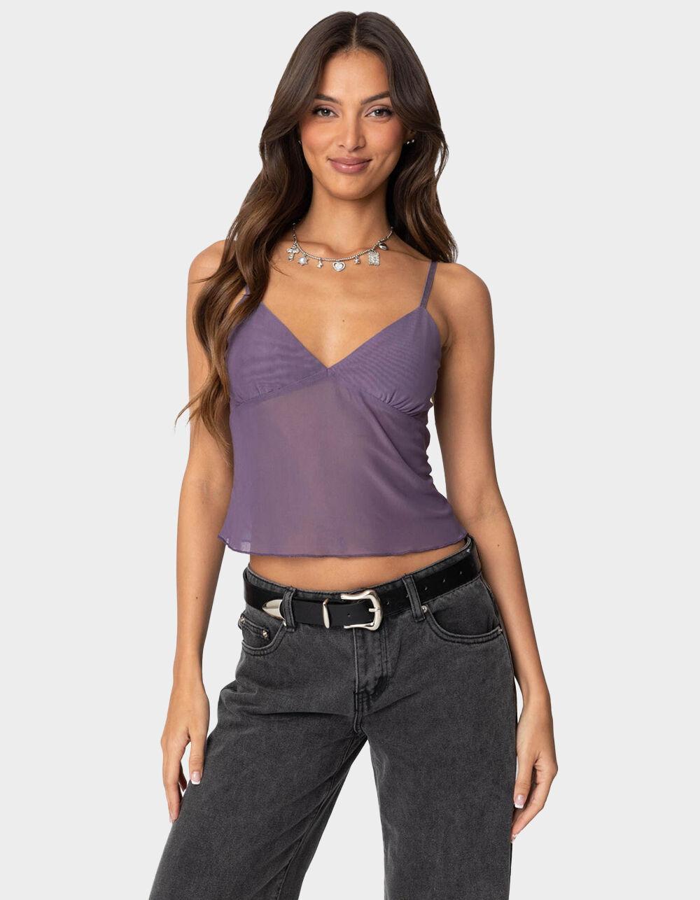 EDIKTED Serafina Sheer Mesh Tank Top Product Image