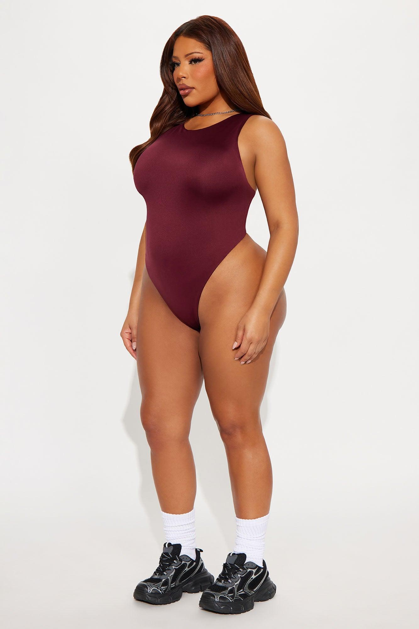 Contour Double Lined Scoop Neck Bodysuit - Wine Product Image