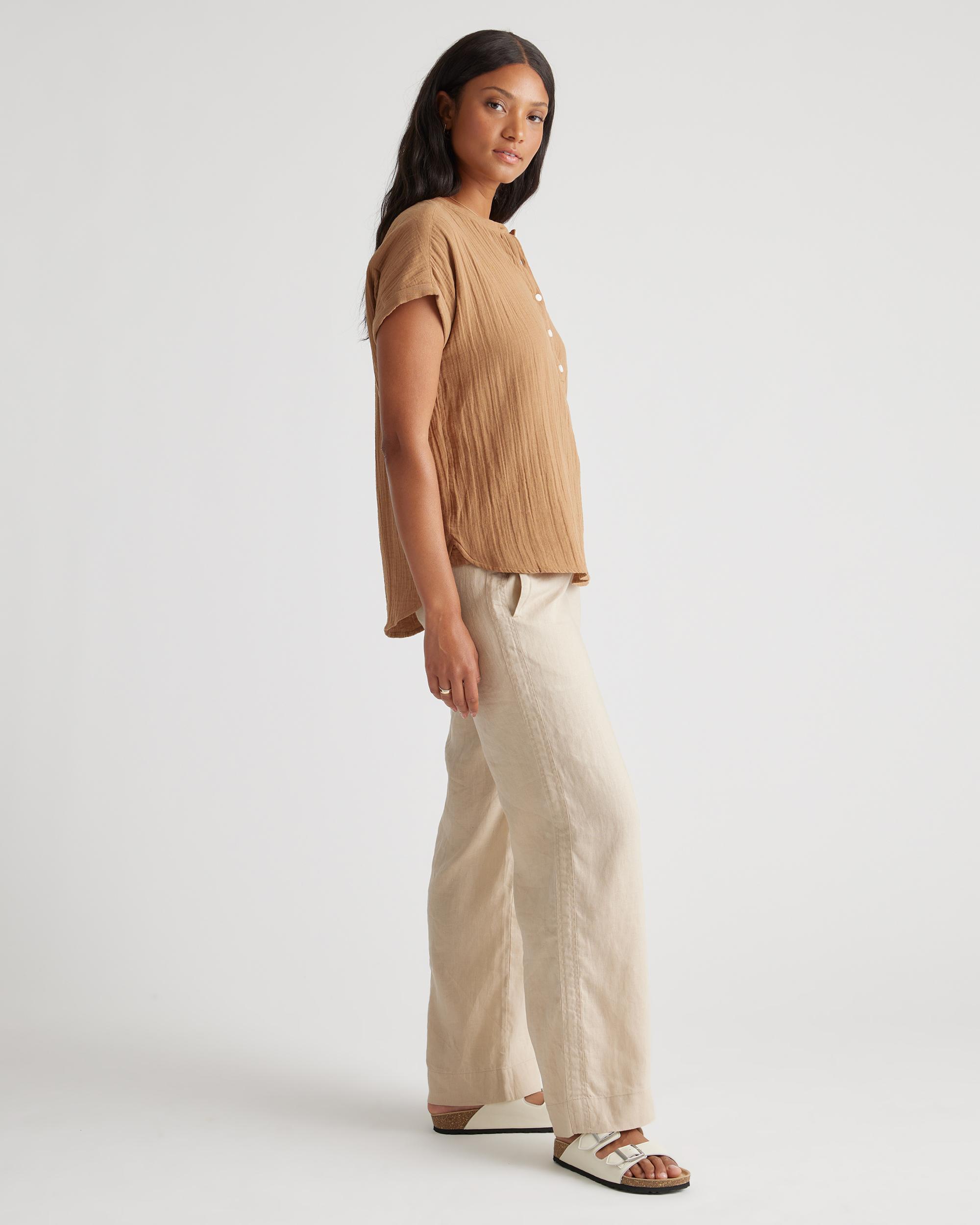 Quince | Women's Gauze Roll Sleeve Shirt Size XL, Organic Cotton Product Image