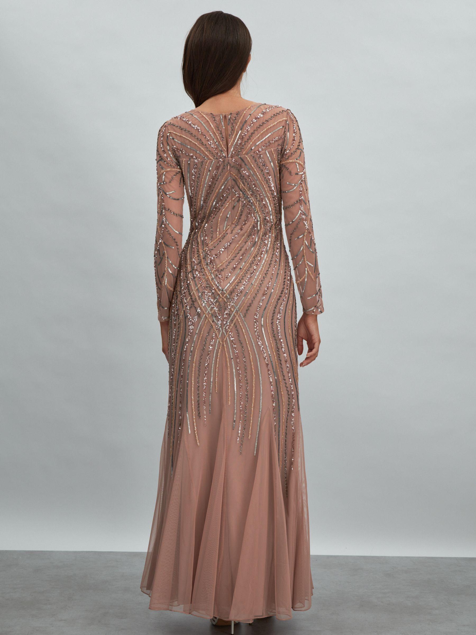 Raishma Embellished Tulle Maxi Dress in Champagne Product Image