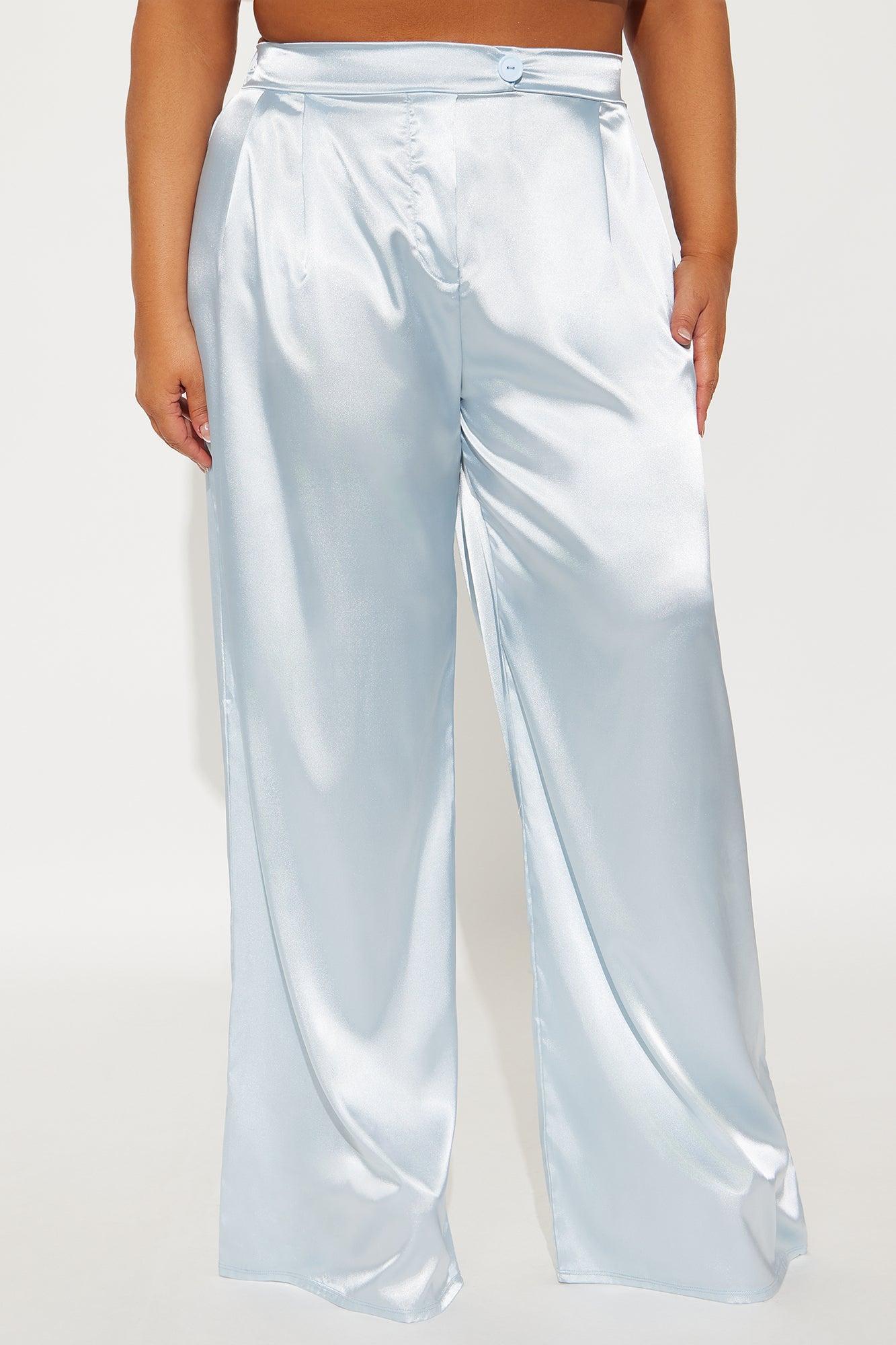 Tone It Down Satin Trouser - Light Blue Product Image