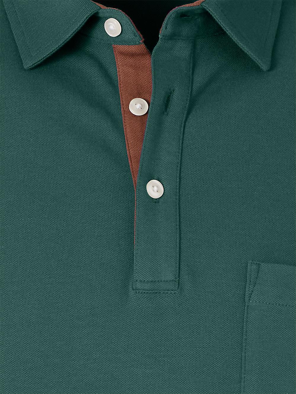 Cotton/Spandex Pique Three Button Polo - Green Product Image