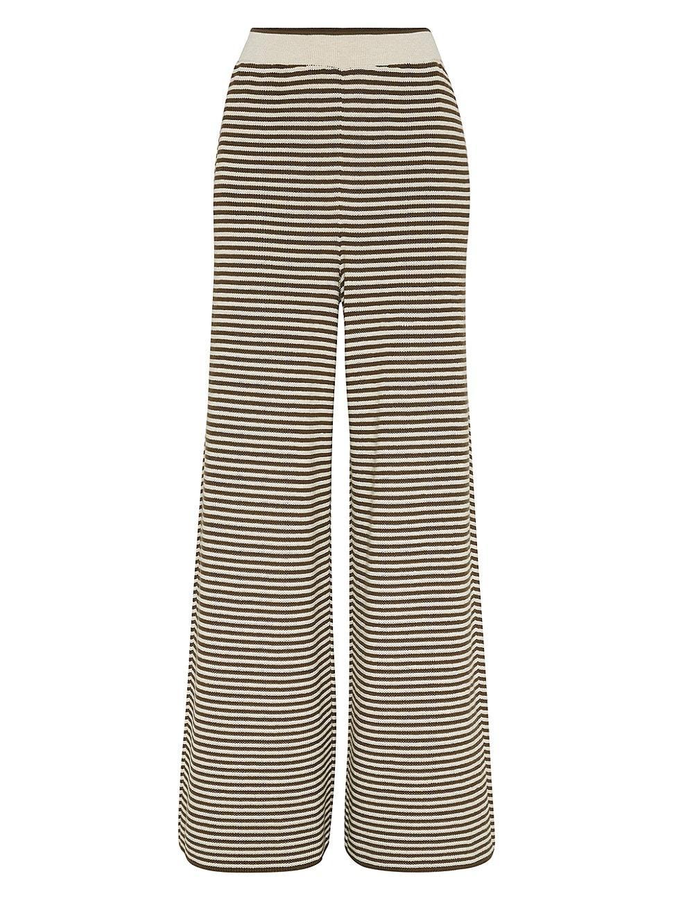 Womens Striped Cotton Knit Track Trousers Product Image